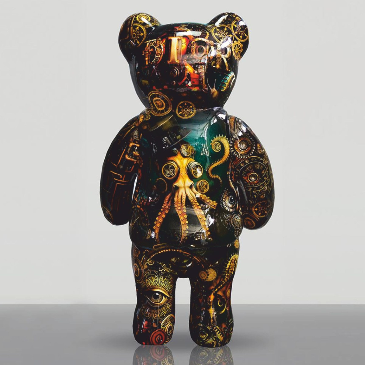 XXL Deko Skulptur Teddybär Bunt H. 140 cm - Große Deko Figur