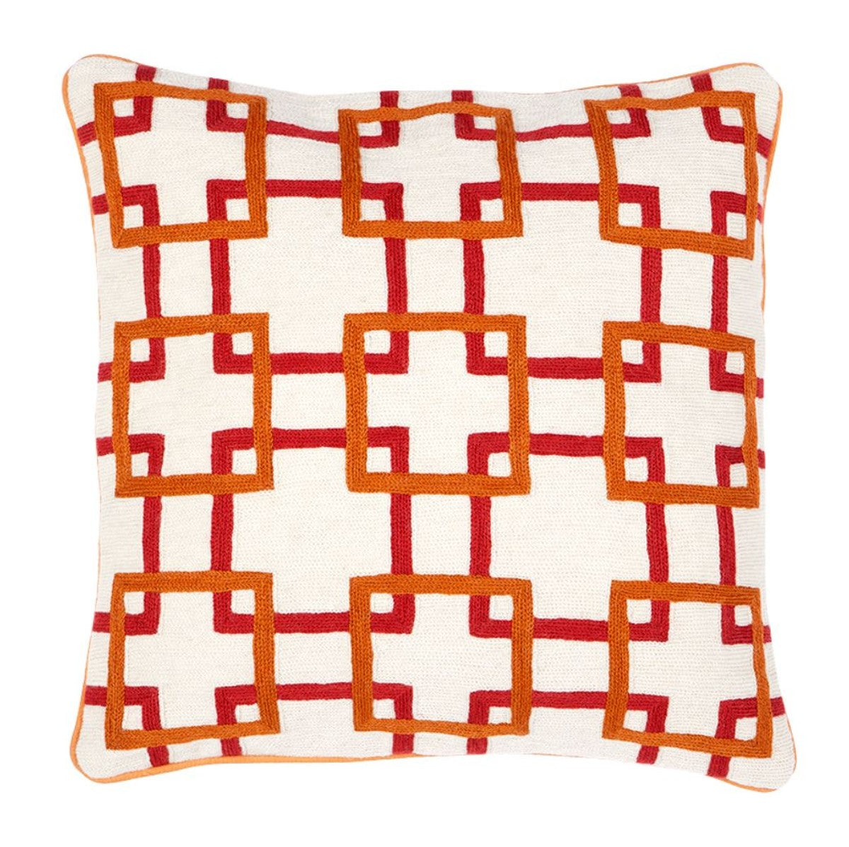 Zierkissen in weiß / orange / rot 50 x H. 50 cm - Luxus Wohnzimmer Accessoires