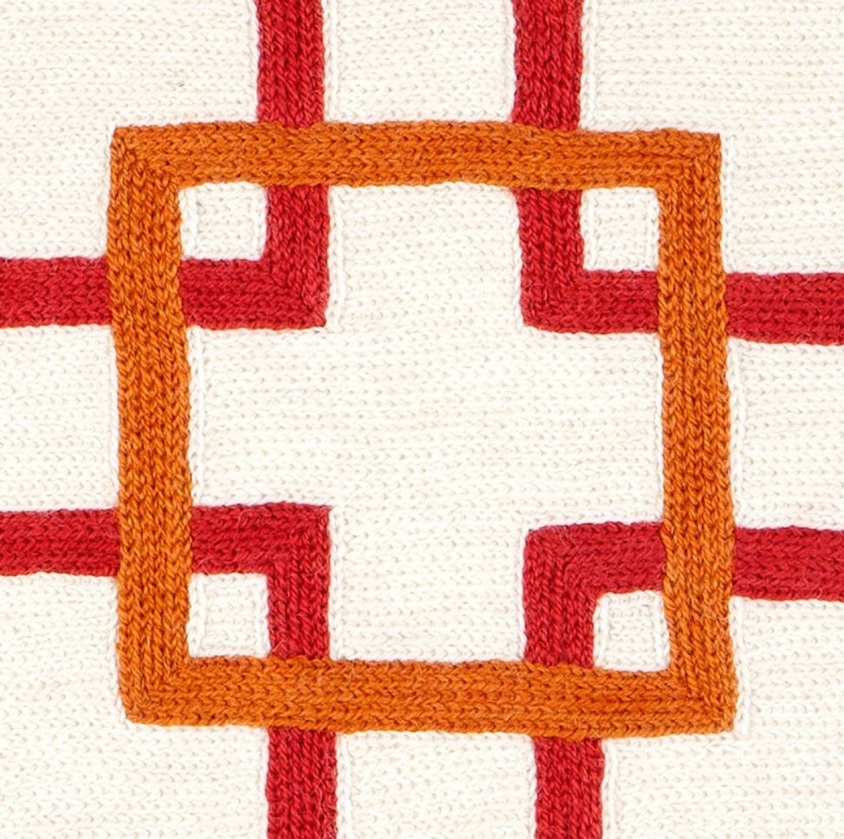 Zierkissen in weiß / orange / rot 50 x H. 50 cm - Luxus Wohnzimmer Accessoires