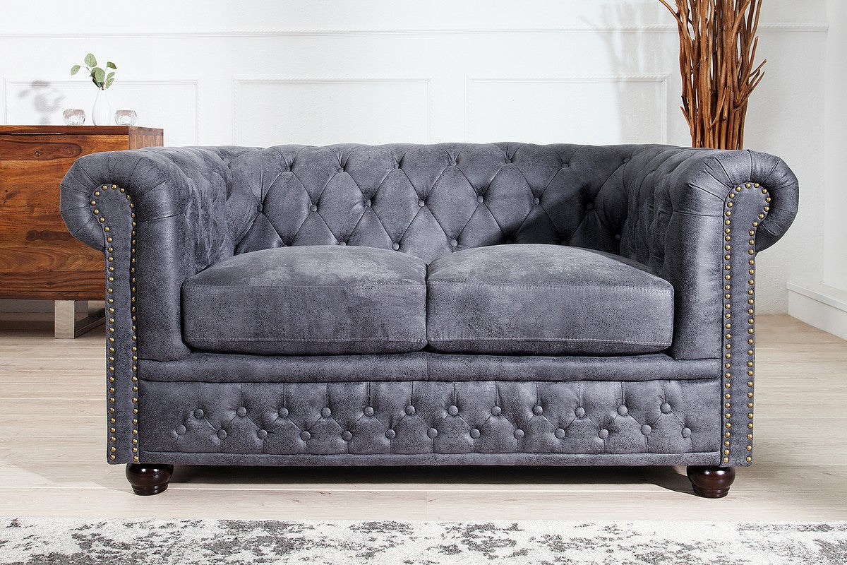 Chesterfield 2er Sofa Antikgrau aus dem Hause - Wohnzimmer Möbel - Couch