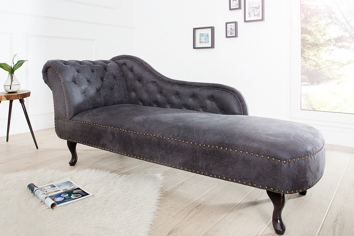 Chesterfield Recamiere / Chaiselongue Antikgrau aus dem Hause - Wohnzimmer Chaiselongue