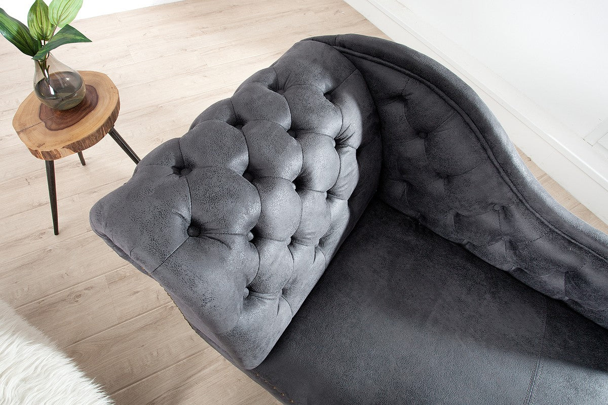 Chesterfield Recamiere / Chaiselongue Antikgrau aus dem Hause - Wohnzimmer Chaiselongue
