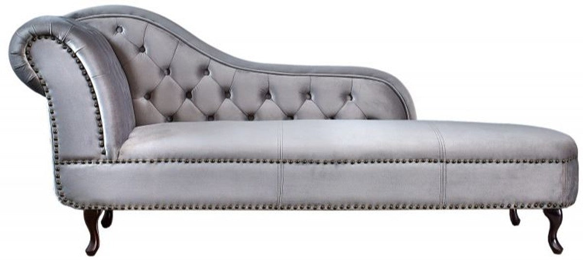 Chesterfield Recamiere / Chaiselongue Silbergrau aus dem Hause - Wohnzimmer Liege Sofa