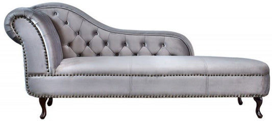 Chesterfield Recamiere / Chaiselongue Silbergrau aus dem Hause - Wohnzimmer Liege Sofa