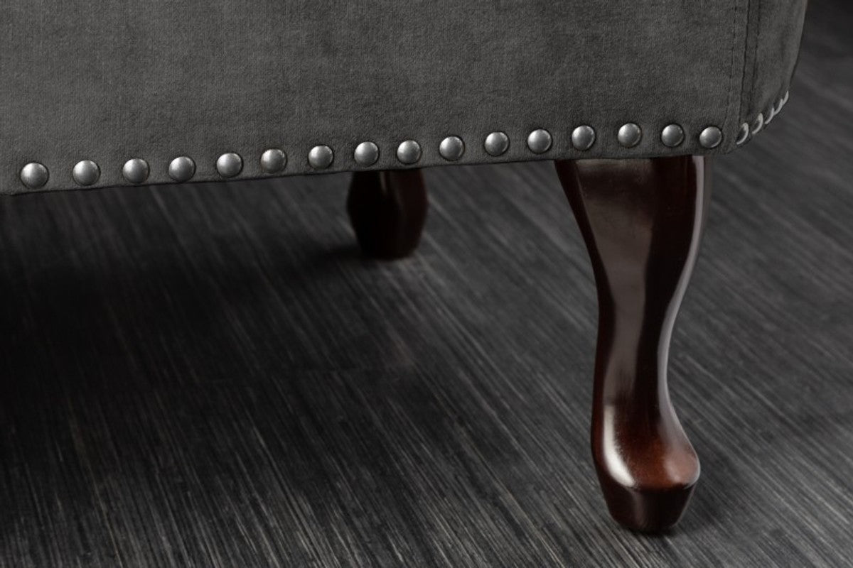 Chesterfield Chaiselongue Dunkelgrau / Braun aus dem Hause - Wohnzimmer Liege Sofa