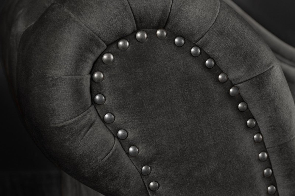 Chesterfield Chaiselongue Dunkelgrau / Braun aus dem Hause - Wohnzimmer Liege Sofa