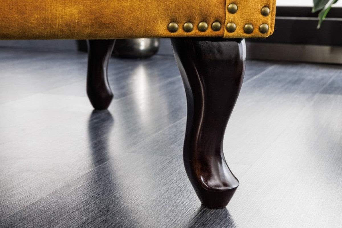 Chesterfield Sessel Antik Gelb / Braun Ohrensessel aus dem Hause Casa Padrino