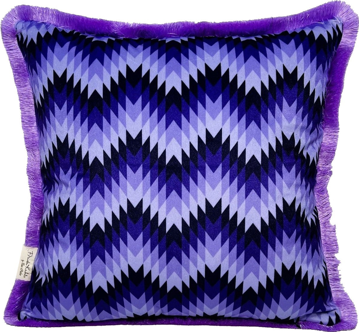 Frida Kahlo by Luxus Deko Kissen mit Strass Steinen Bunt / Schwarz / Lila