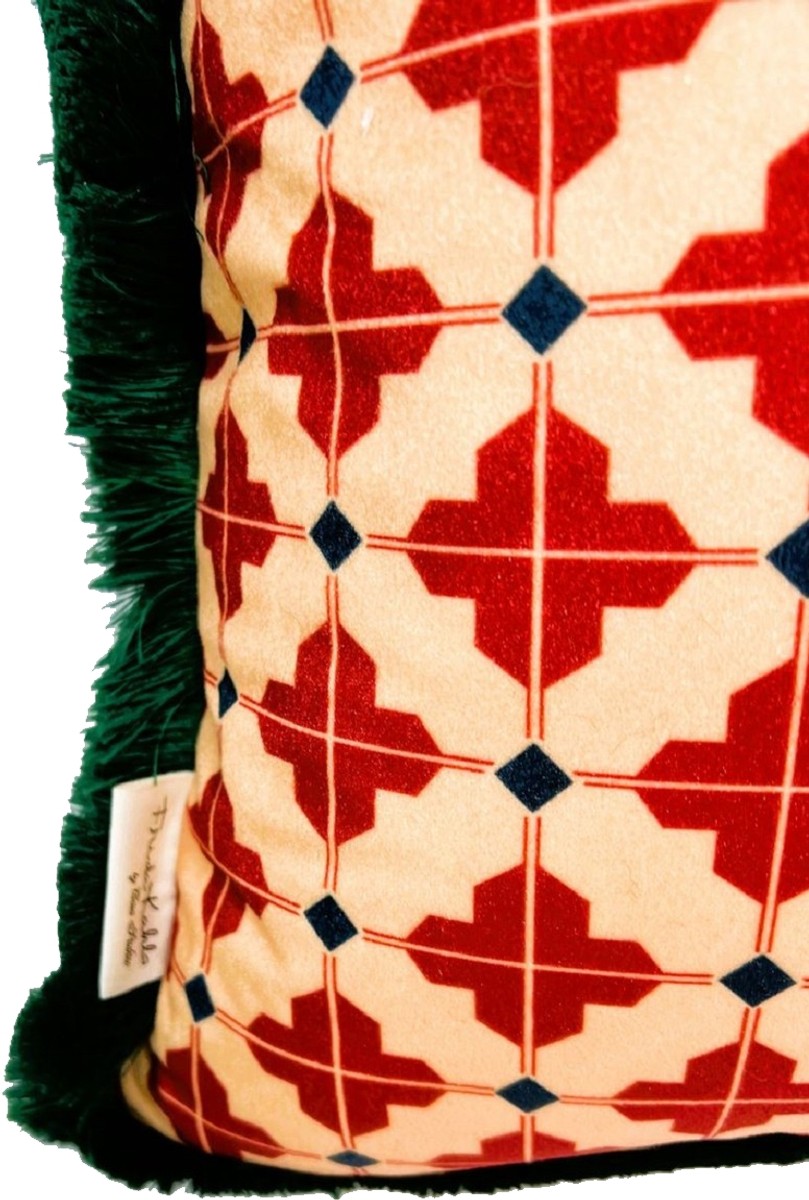 Frida Kahlo by Luxus Deko Kissen mit Strass Steinen Rot / Bunt