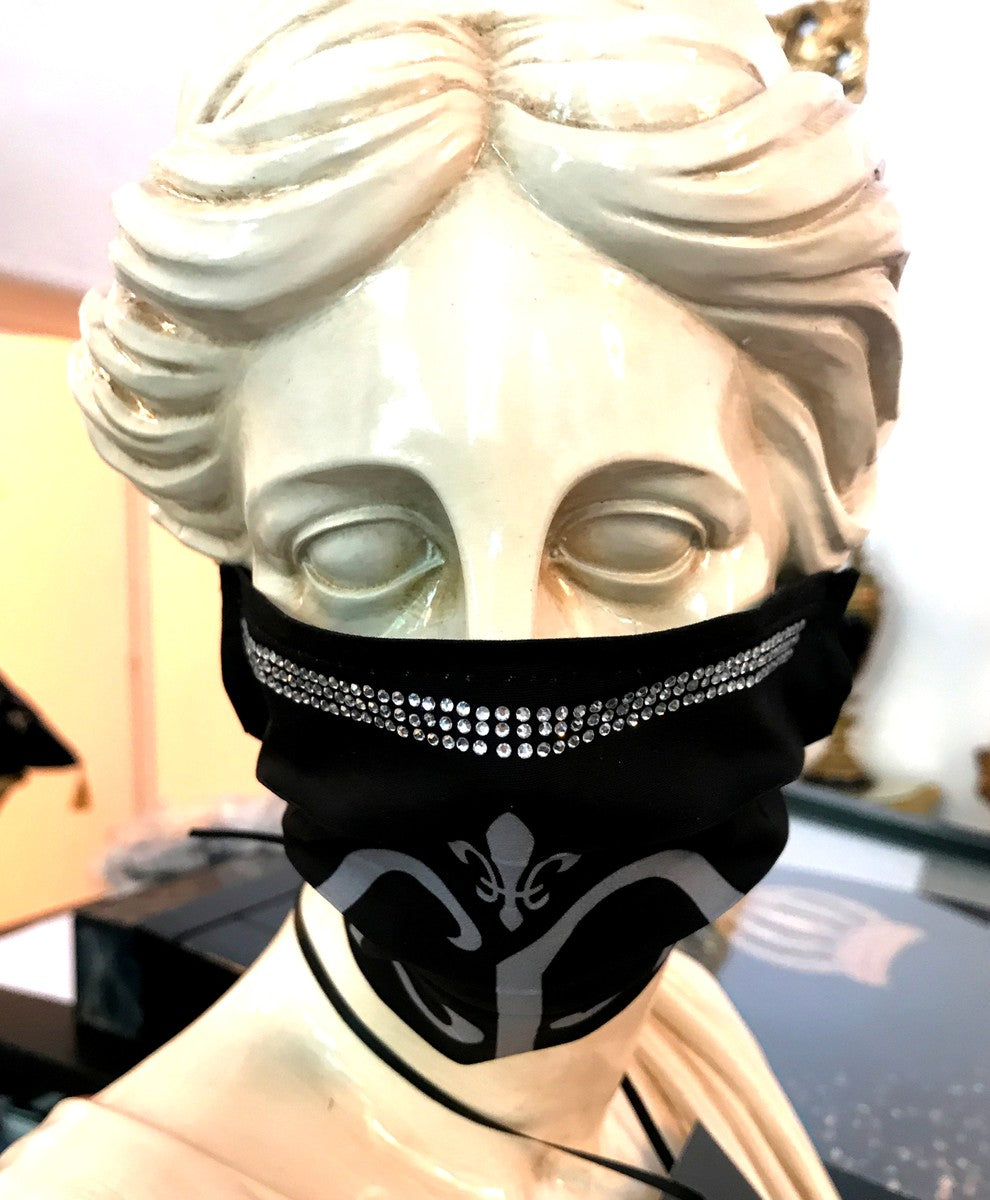 Bling Bling Maske Schwarz / Silber - CP Maske mit Glitzersteinen
