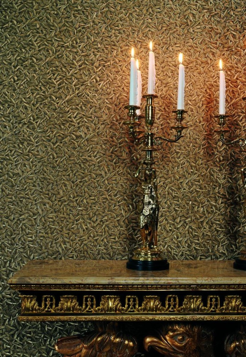 Harald Glööckler Designer Barock Vliestapete Blätter Gold Metallic / Schwarz - Prunkvolle Barockstil Tapete - Barock Tapeten - Harald Glööckler Tapeten