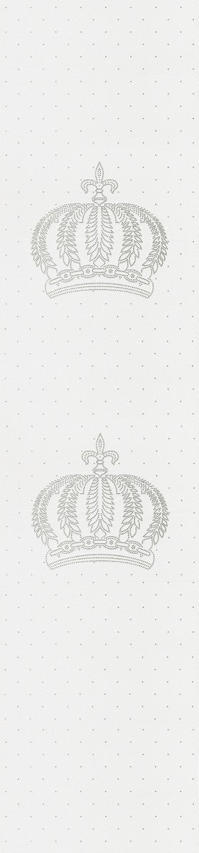 Harald Glööckler Designer Barock Vliestapete 52710 - Kronen - Weiß mit Straßsteinen