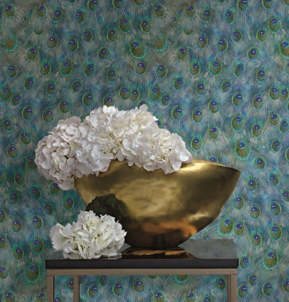 Harald Glööckler Designer Barock Vliestapete 58504 - Pfauenfedern - Blau / Grün / Türkis