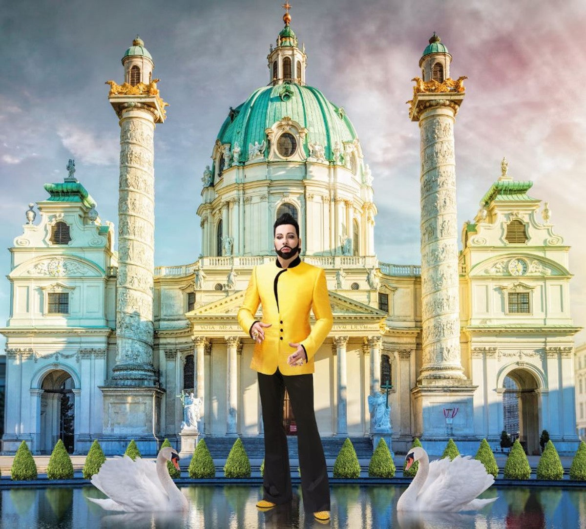 Harald Glööckler Designer Barock Vliestapete 58511 - Pfau - Gold / Mehrfarbig