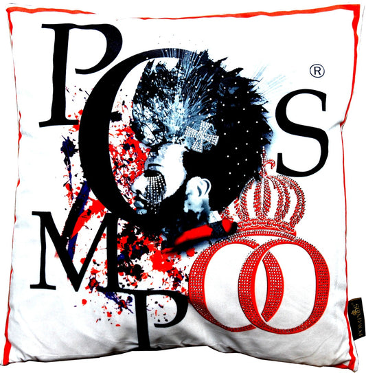 Harald Glööckler Designer Deko Kissen Pompöös by mit Glitzersteinen Weiß Schwarz Rot - Art Collection -