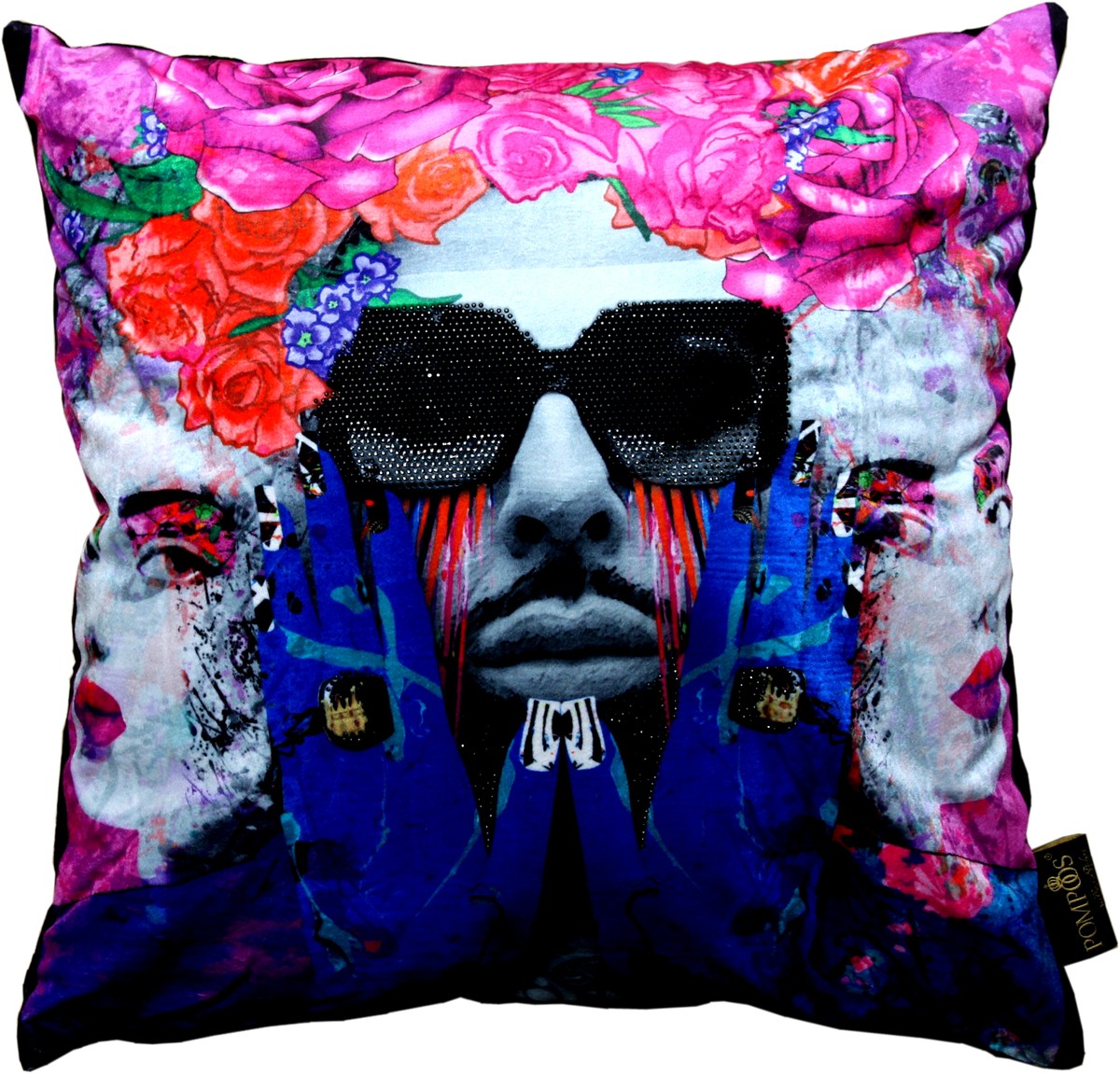 Harald Glööckler Designer Deko Kissen Pompöös by Face & Sunglasses mit Strass Steinen - Art Collection -