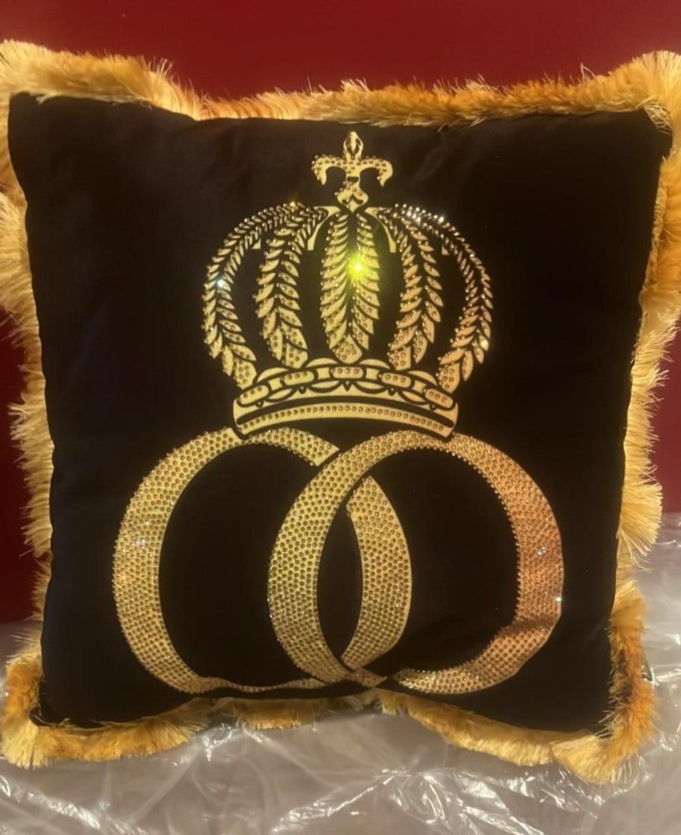 Harald Glööckler Luxus Kissen Pompöös by Krone Schwarz / Gold 50 cm