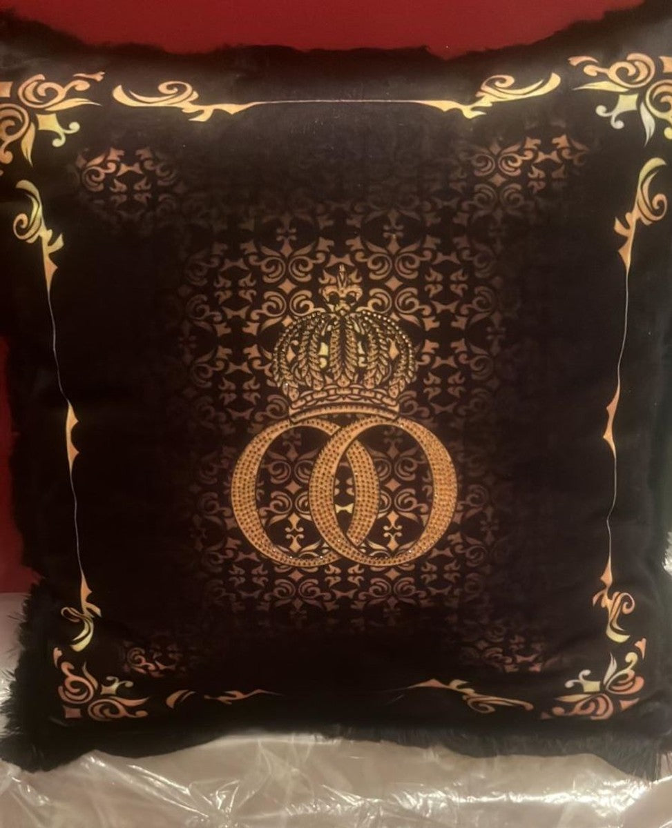 Harald Glööckler Deko Luxus Kissen Pompöös by Krone Schwarz / Gold 50 cm