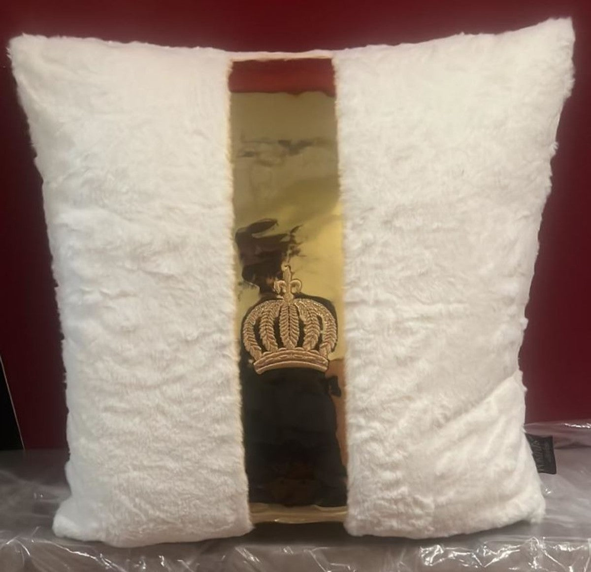 Harald Glööckler Luxus Deko Kissen Pompöös by Krone Weiß / Gold 50 cm