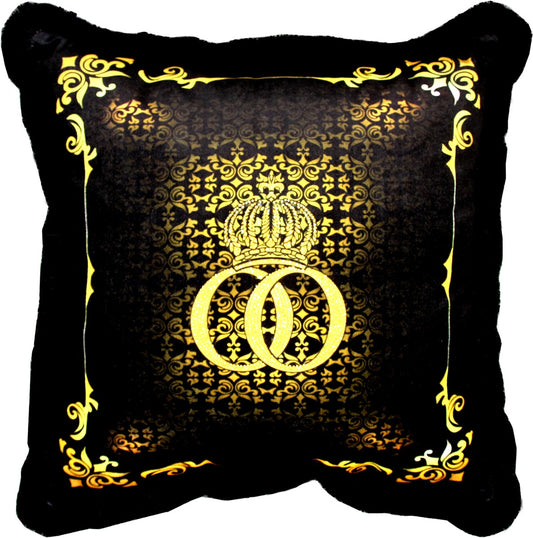 Harald Glööckler Luxus Deko Kissen Pompöös by Barock Muster Schwarz / Gold mit Glitzersteinen - Glööckler Kissen