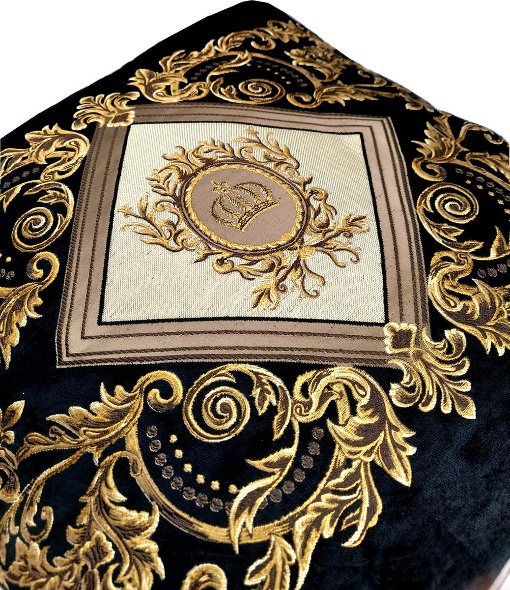 Harald Glööckler Luxus Deko Kissen Pompöös by Schwarz / Creme / Braun / Gold - Designer Zierkissen - Glööckler Kissen - Harald Glööckler Designer Deko Accessoires - Luxus Qualität