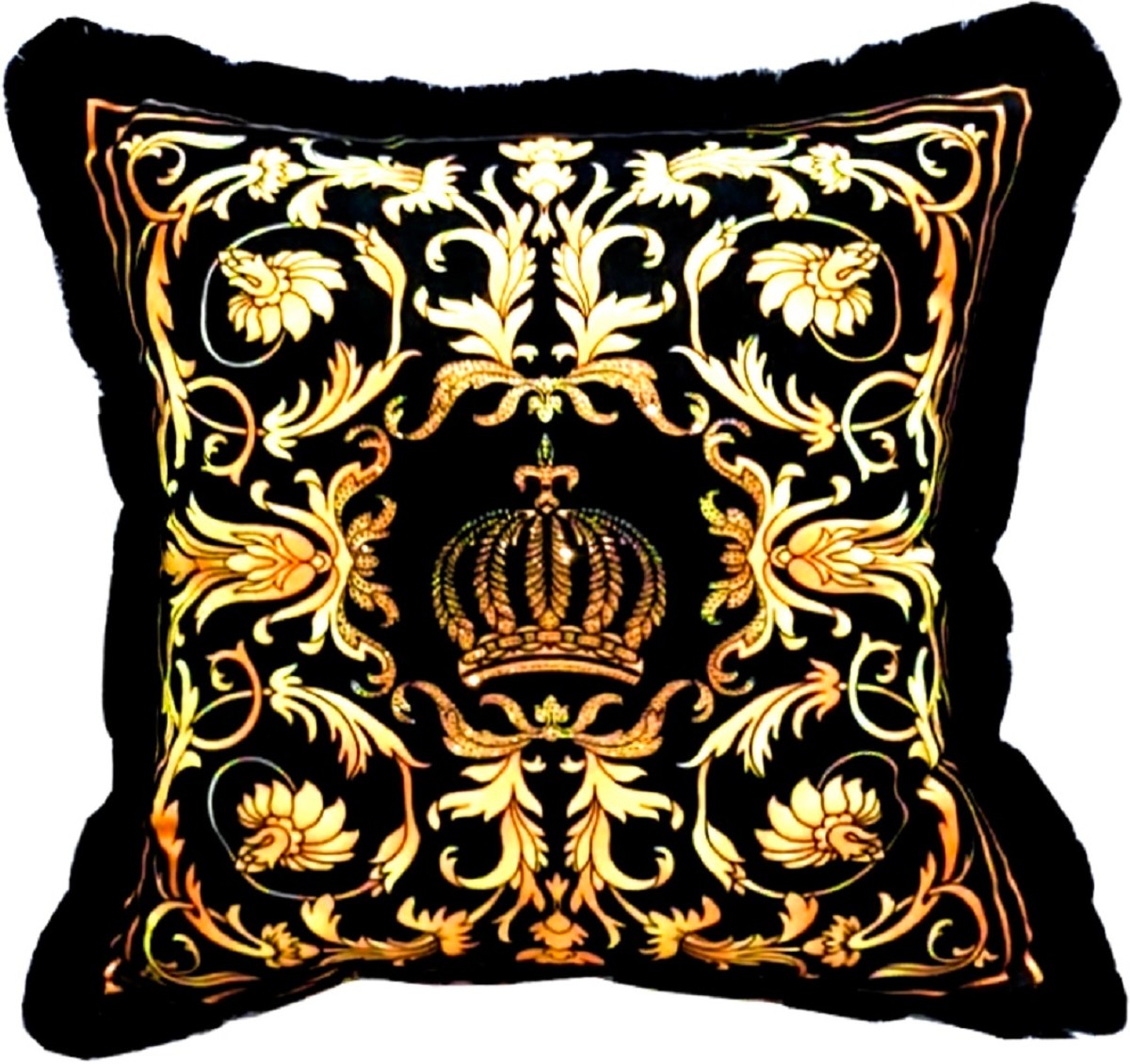 Harald Glööckler Luxus Deko Kissen Pompöös by Schwarz / Gold Barock Muster / Schwarz 50 x 50 cm - Glööckler Kissen mit Glitzersteinen