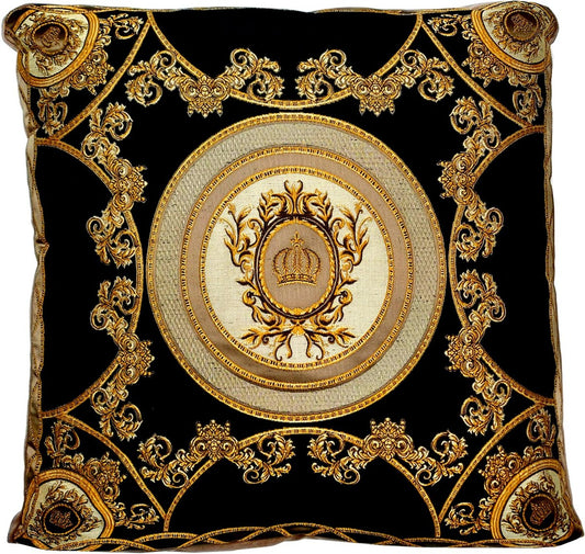 Harald Glööckler Luxus Deko Kissen Pompöös by Schwarz / Creme / Braun / Gold - Glööckler Kissen - Designer Zierkissen - Harald Glööckler Designer Deko Accessoires - Luxus Qualität