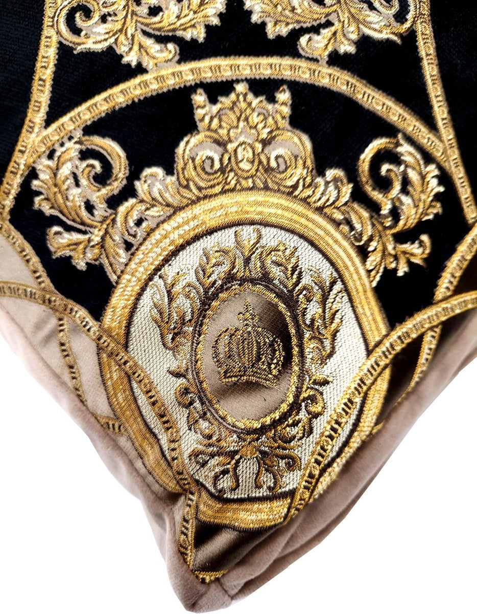 Harald Glööckler Luxus Deko Kissen Pompöös by Schwarz / Creme / Braun / Gold - Glööckler Kissen - Designer Zierkissen - Harald Glööckler Designer Deko Accessoires - Luxus Qualität