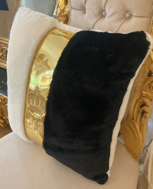 Harald Glööckler Luxus Deko Kissen Pompöös by Weiß / Schwarz / Gold - Glööckler Kissen - Designer Zierkissen - Harald Glööckler Designer Deko Accessoires