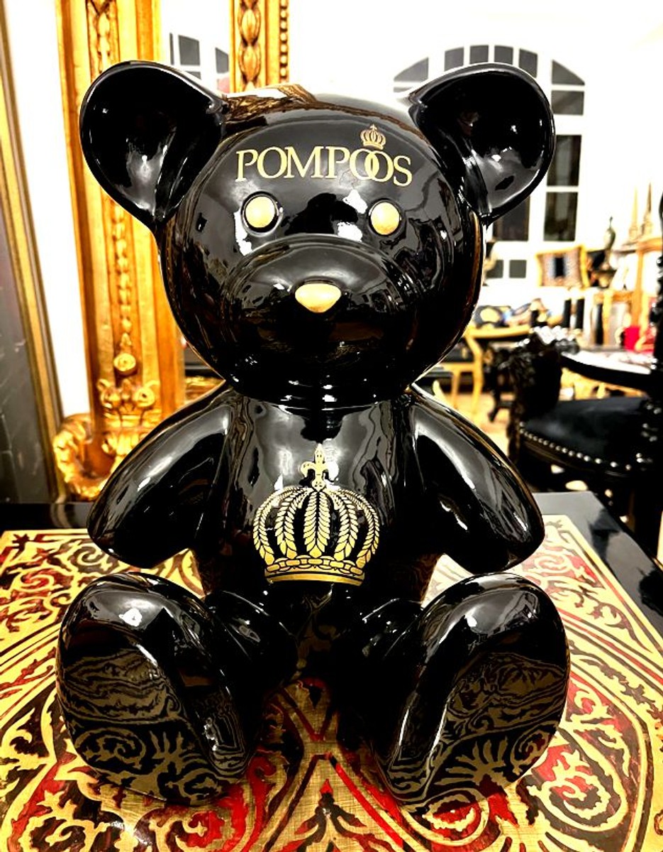 Harald Glööckler Luxus Designer Deko Teddybär Skulptur Pompöös by Schwarz / Gold - Glööckler Deko Figur - Designer Deko Figur Teddy