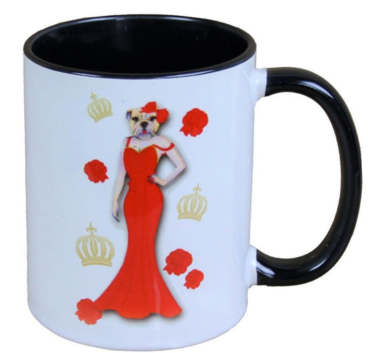 Harald Glööckler Pompöös Tasse Hund mit rotem Abendkleid - designed by Harald Glööckler