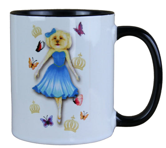 Harald Glööckler Pompöös Tasse Hund mit blauem Cocktailkleid - designed by Harald Glööckler