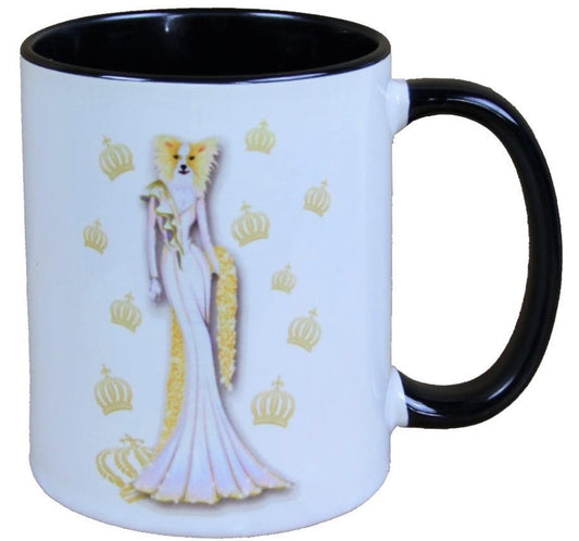 Harald Glööckler Pompöös Tasse Hund mit gold-weissem Abendkleid - designed by Harald Glööckler