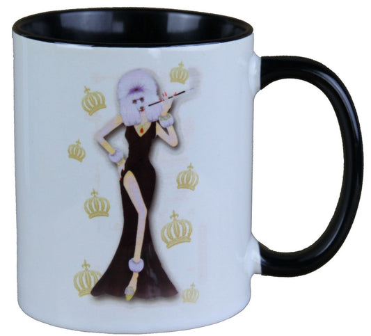 Harald Glööckler Pompöös Tasse Hund mit schwarzfarbenem Abendkleid - designed by Harald Glööckler