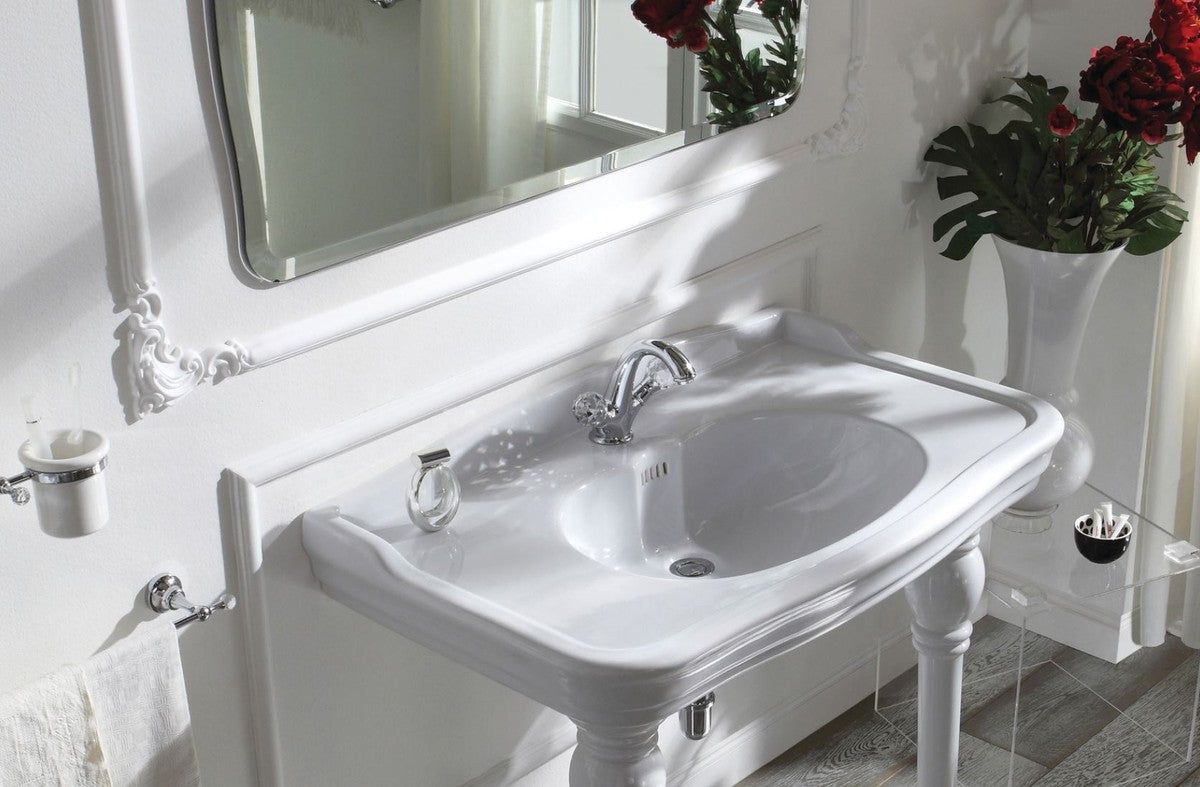 Luxus Waschtischarmatur mit Swarovski Kristallglas Silber 13,5 x H. 16,5 cm - Luxus Bad Zubehör Made in Italy