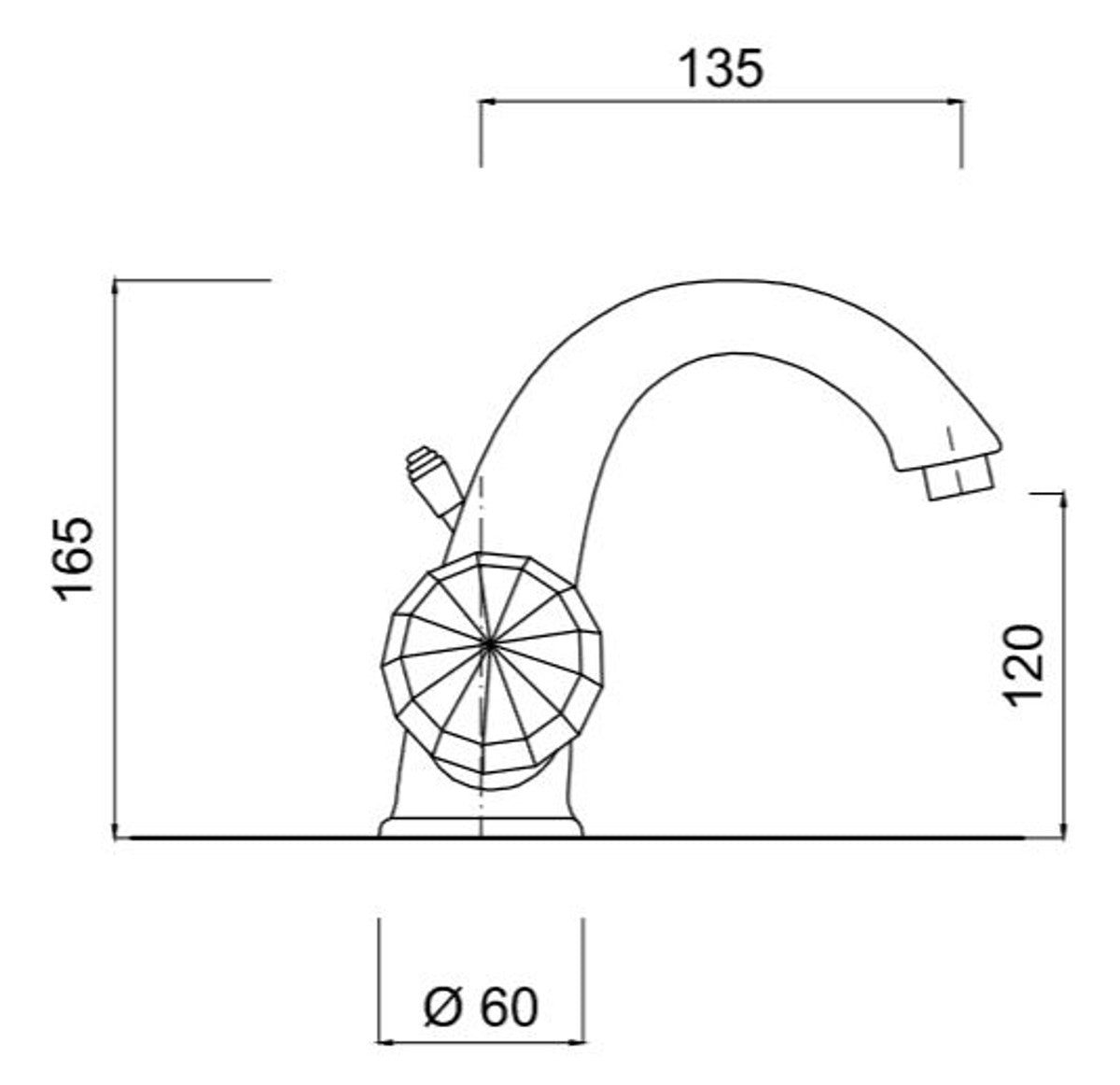 Luxus Waschtischarmatur mit Swarovski Kristallglas Silber 13,5 x H. 16,5 cm - Luxus Bad Zubehör Made in Italy
