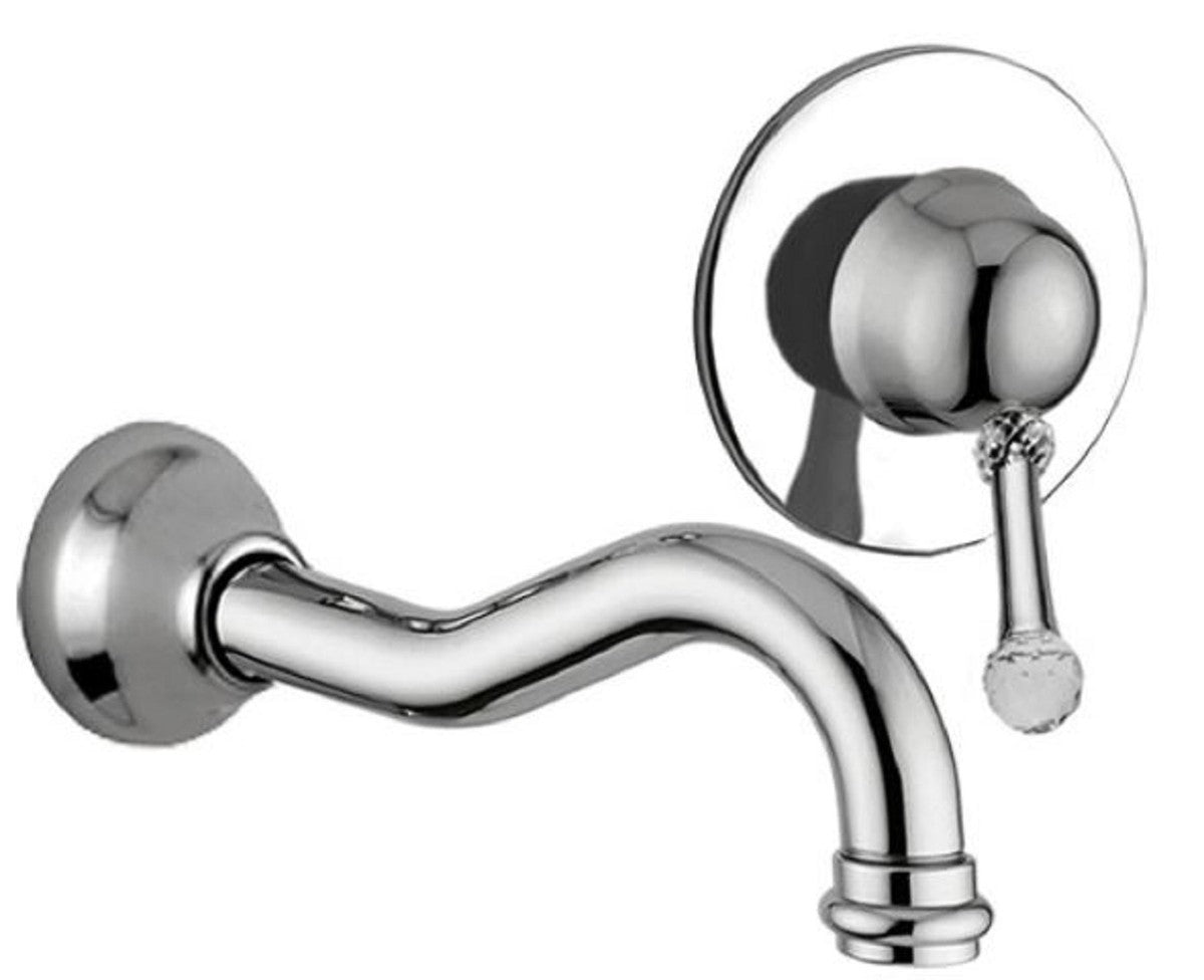 Luxus Waschtisch 2-Loch-Wandarmatur mit Swarovski Kristallglas Silber - Waschtischarmaturen Set - Einhebelmischer & Wasserhahn - Nostalgisches Bad Zubehör