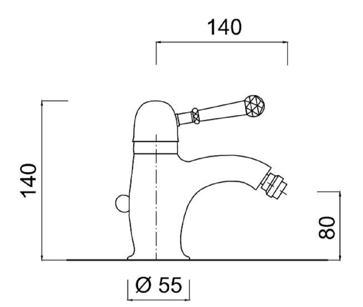 Luxus Waschtischarmatur mit Swarovski Kristallglas Silber H. 14 cm - Einhand Waschtischbatterie - Luxus Bad Zubehör
