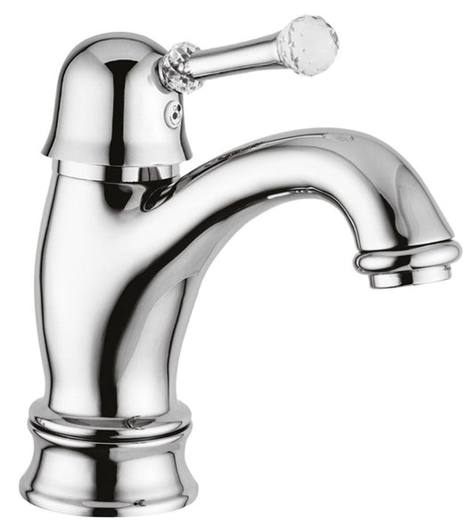 Luxus Waschtischarmatur mit Swarovski Kristallglas Silber H. 16,5 cm - Luxus Einhand Waschtischbatterie