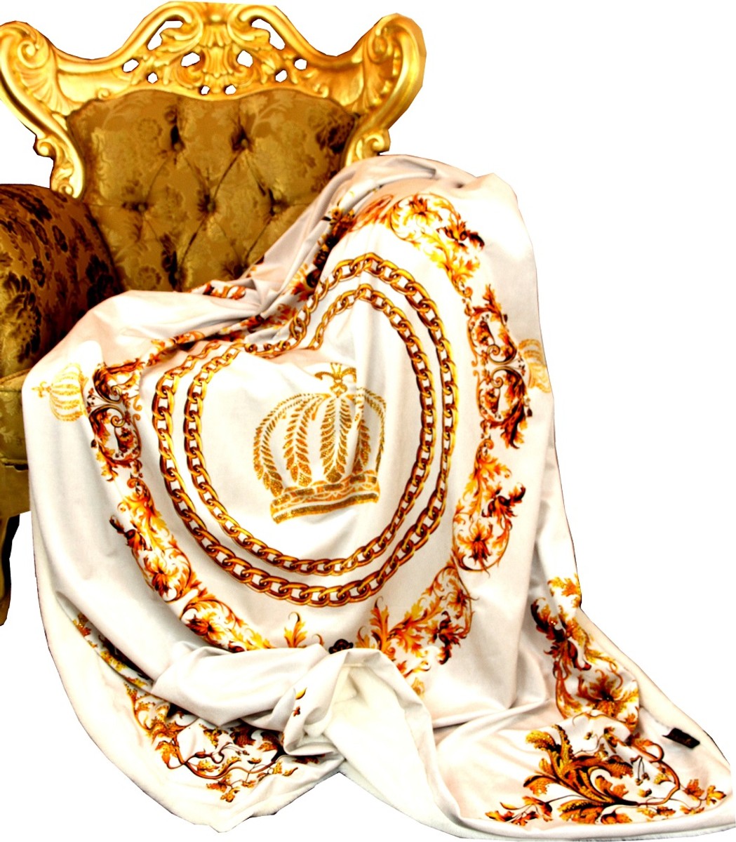 Luxus Wohndecke Pompöös by Barock Creme / Gold von Harald Glööckler mit Glitzersteinen