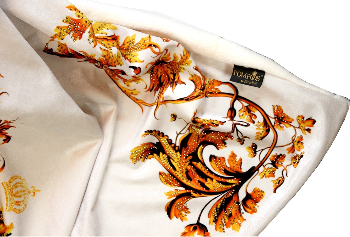 Luxus Wohndecke Pompöös by Barock Creme / Gold von Harald Glööckler mit Glitzersteinen