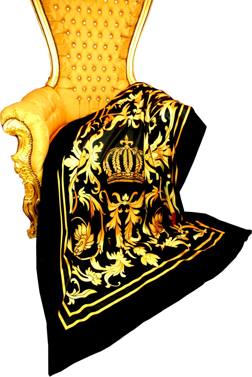 Luxus Wohndecke Pompöös by Barock Krone Gold / Schwarz von Harald Glööckler mit Glitzersteinen