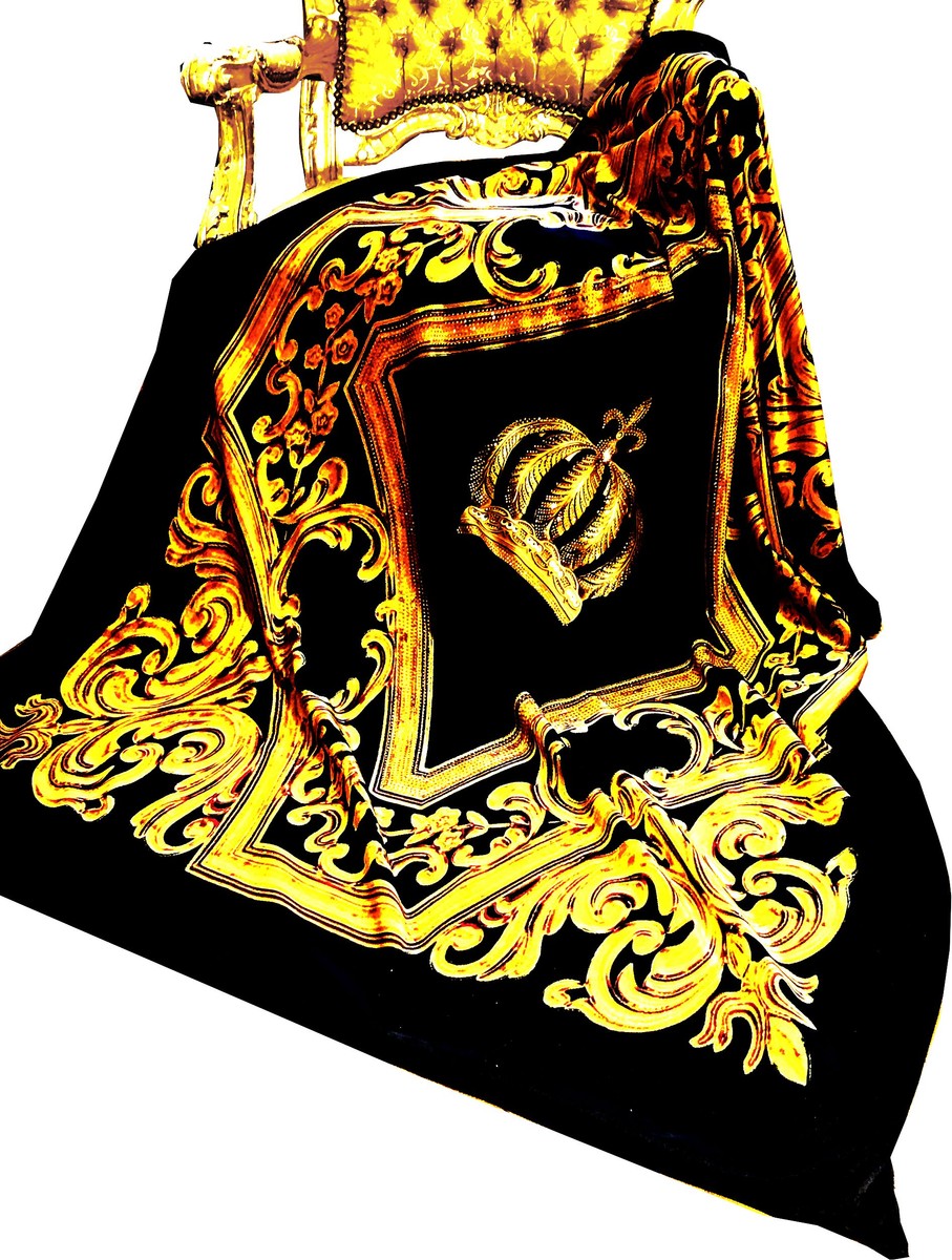 Luxus Wohndecke Pompöös by Barock Krone Schwarz / Gold von Harald Glööckler mit Glitzersteinen