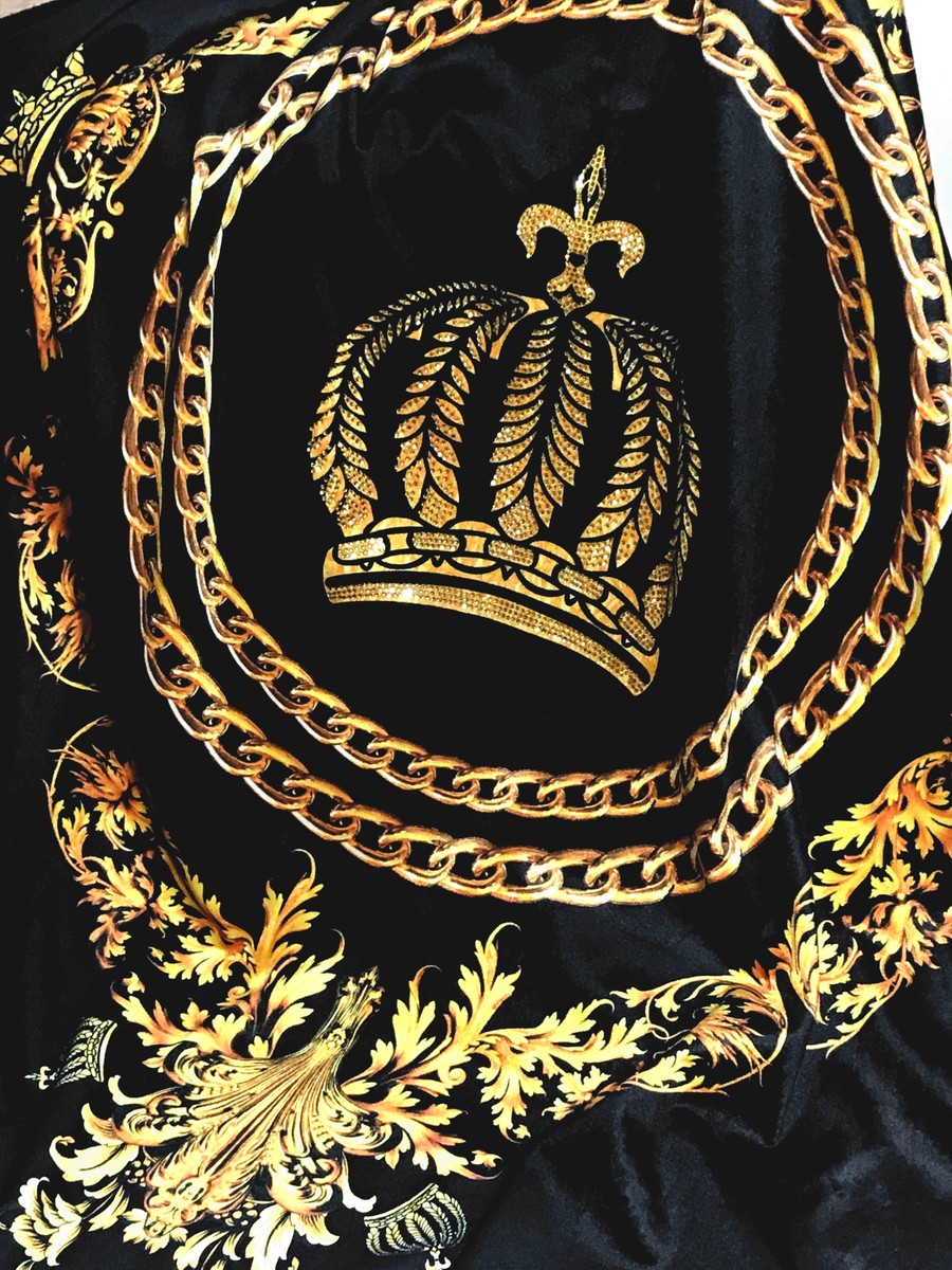 Luxus Wohndecke Pompöös by Barock Chains & Crown Schwarz / Gold von Harald Glööckler mit Glitzersteinen