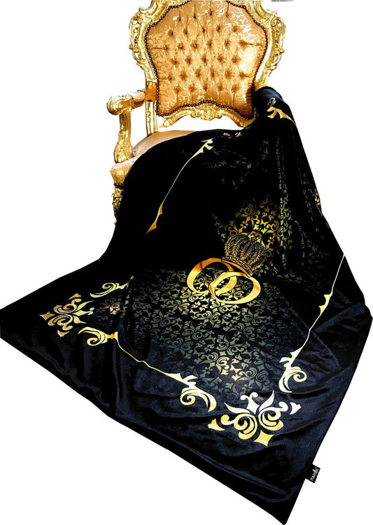 Luxus Wohndecke Pompöös by Barock Krone Schwarz / Gold von Harald Glööckler mit Glitzersteinen