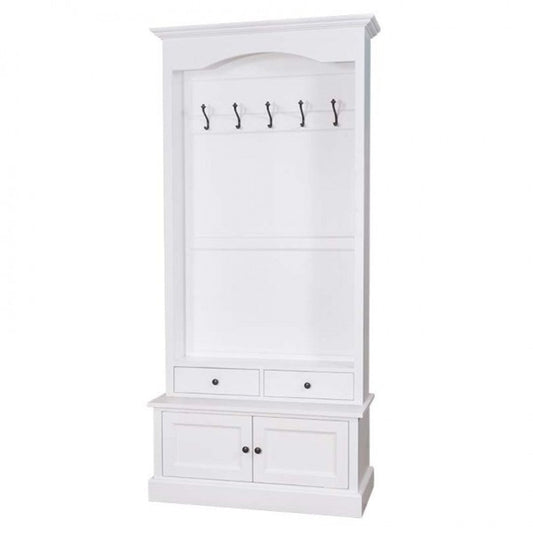 Jugendstil Wand Garderobe mit Schrankfach und Schubladen - Landhaus Stil Garderobenschrank