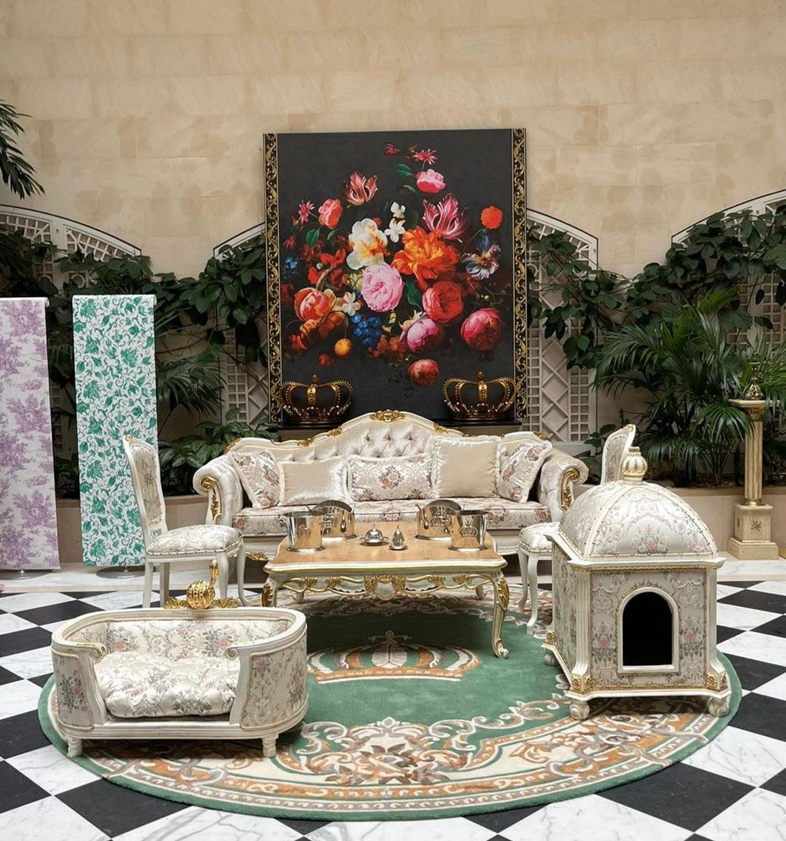 Pompöös by Barock Katzenhaus Provence Silber / Cremeweiß / Gold - designed by Harald Glööckler