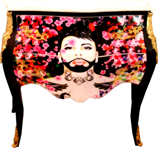 Pompöös by Barock Kommode von Harald Glööckler Schwarz / Gold mit weißer Marmorplatte