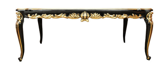 Pompöös by Barock Luxus Esstisch mit Glasplatte Schwarz / Gold 160 x 100 cm - Pompööser Barock Esstisch designed by Harald Glööckler