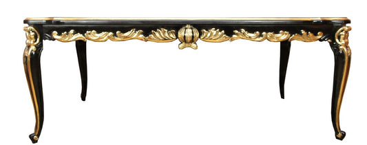 Pompöös by Barock Luxus Esstisch mit Glasplatte Schwarz / Gold 180 x 100 cm - Pompööser Barock Esstisch designed by Harald Glööckler